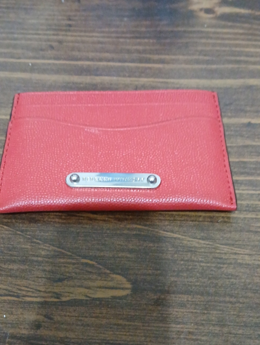 Rebbeca Minkoff Red Leather Card Holder with Metal Plate